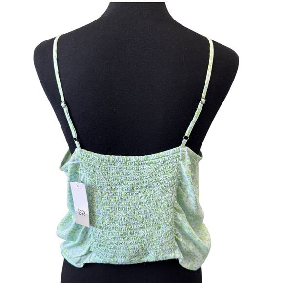 New BP. NORDSTROM Blue/Green Mini Floral Print Ruched Crop Top Size L - Picture 4 of 6
